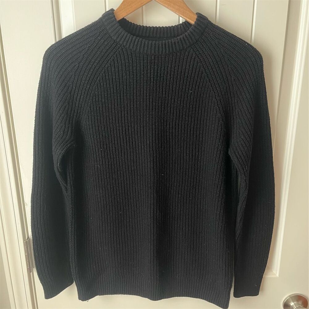 H&M Men's Black Ribbed Crewneck Pullover Sweater Size S Casual